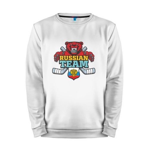 Мужской свитшот хлопок «Hockey russian team» white