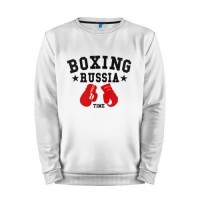 Мужской свитшот хлопок «Boxing Russia time» white