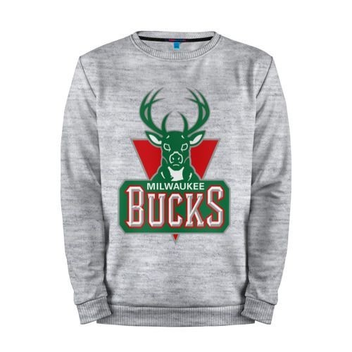 Мужской свитшот хлопок «Milwaukee Bucks - logo» melange