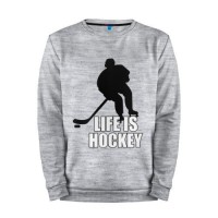 Мужской свитшот хлопок «Life is hockey (Хоккей - это жизнь)» melange