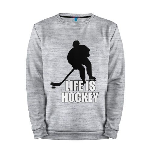 Мужской свитшот хлопок «Life is hockey (Хоккей - это жизнь)» melange