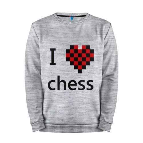 Мужской свитшот хлопок «I love chess» melange