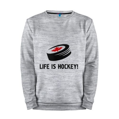 Мужской свитшот хлопок «Life is hockey!» melange
