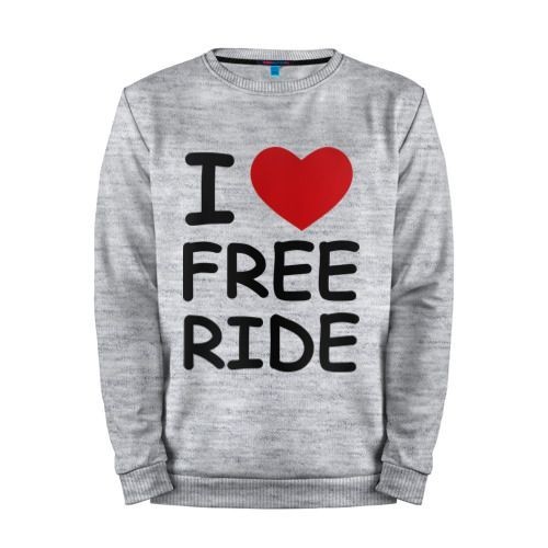 Мужской свитшот хлопок «I love free ride» melange