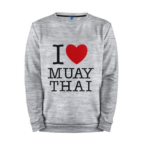 Мужской свитшот хлопок «I love Muay Thai» melange