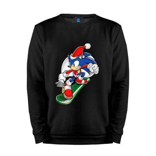Мужской свитшот хлопок "Sonic Christmas" black.