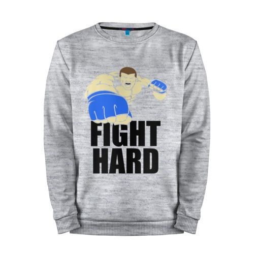 Мужской свитшот хлопок «Fight Hard» melange