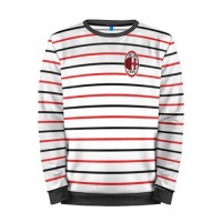 Мужской свитшот 3D «AC Milan - Stripe white» black