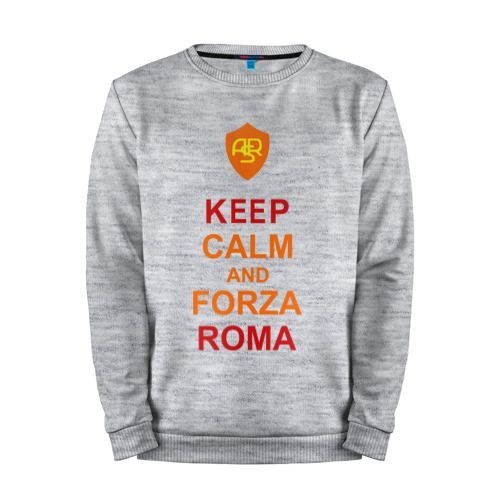 Мужской свитшот хлопок «keep calm and forza Roma» melange