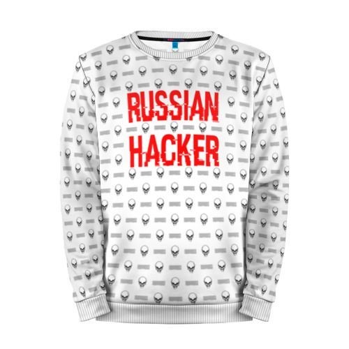 Мужской свитшот 3D «Russian Hacker» white