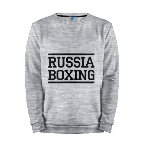 Мужской свитшот хлопок «Russia boxing» melange
