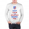 Мужской свитшот хлопок «keep calm i am Atletico Madrid fan ( Атлетико )» white