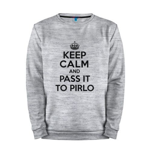 Мужской свитшот хлопок «Keep calm and pass it to pirlo» melange