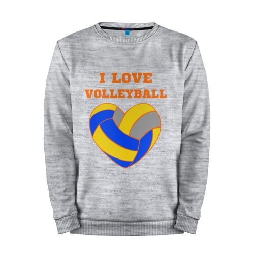 Мужской свитшот хлопок «I love volleyball» melange