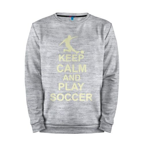 Мужской свитшот хлопок «Keep calm and play soccer (glow)» melange
