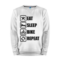 Мужской свитшот хлопок «Eat Sleep Bike Repeat» white