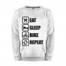 Мужской свитшот хлопок «Eat Sleep Bike Repeat» white