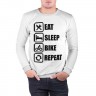 Мужской свитшот хлопок «Eat Sleep Bike Repeat» white