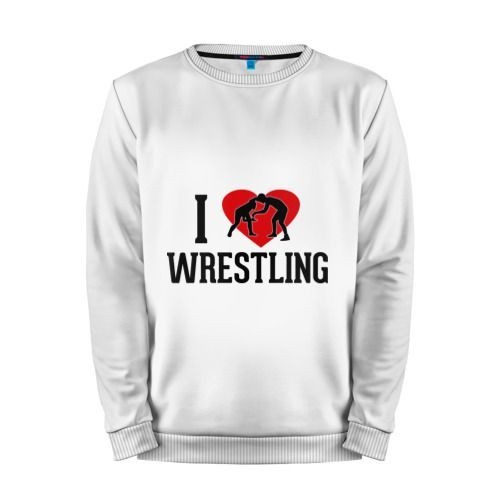Мужской свитшот хлопок «I love wrestling» white