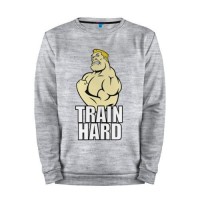 Мужской свитшот хлопок «Train hard (тренируйся усердно)» melange