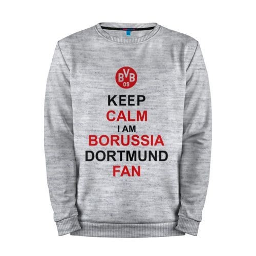 Мужской свитшот хлопок «keep calm i am Borussia Dortmund fan» melange