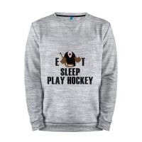 Мужской свитшот хлопок «Eat sleep play hockey» melange
