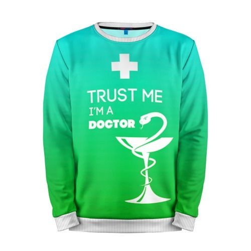 Мужской свитшот 3D «Trust me, i'm a doctor» white