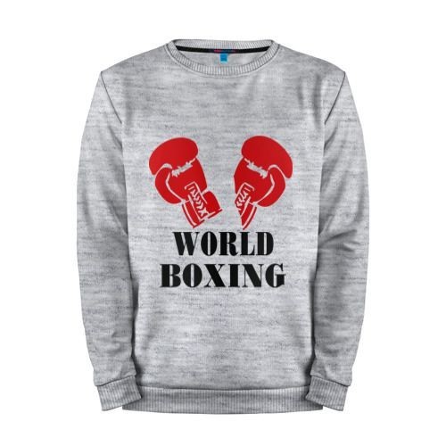 Мужской свитшот хлопок «World boxing» melange