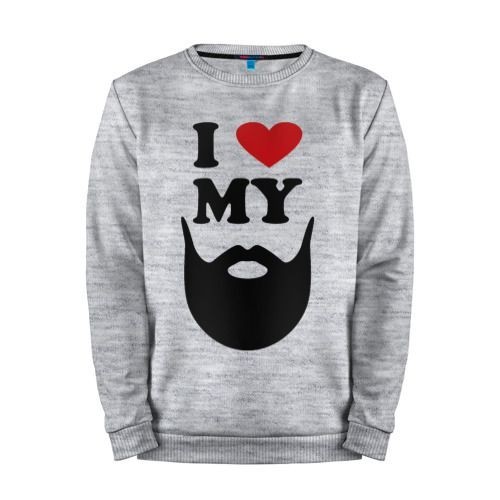 Мужской свитшот хлопок «Я люблю свою бороду» melange