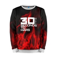 Мужской свитшот 3D «30 Seconds to Mars in fire» white