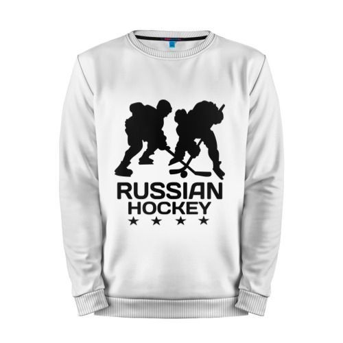 Мужской свитшот хлопок «Russian hockey (Русский хоккей)» white
